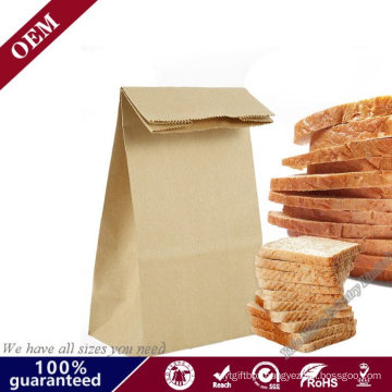 Greaseproof Food Grade Printed Square Bottom Bakery Bread Packaging Bags Brown Kraft Paper